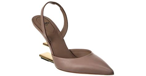 fendi brown leather slingbacks
